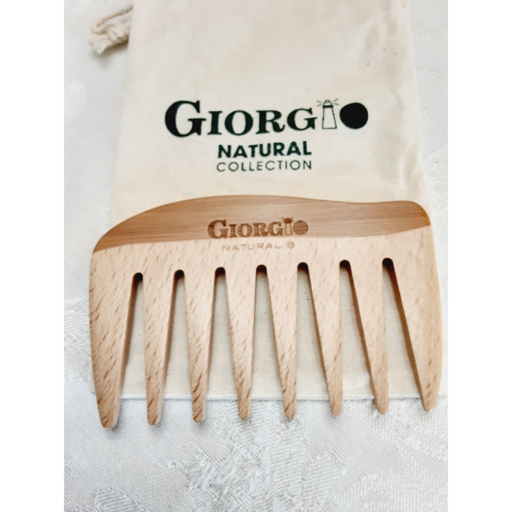 GIORGIO Combs Natural Wood Detangler Wide Tooth Long Thick Hair Set Of 2